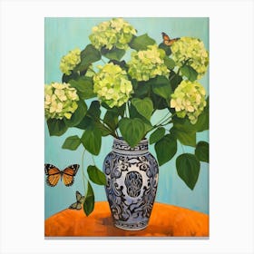 Flowers In A Vase Still Life Painting Hydrangea 2 Canvas Print