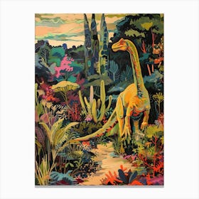 Colourful Dinosaur In The Wild Painting 5 Canvas Print