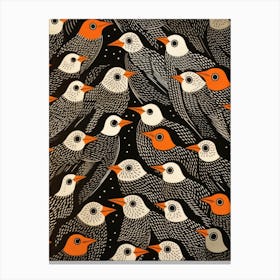 Birds On A Black Background Canvas Print