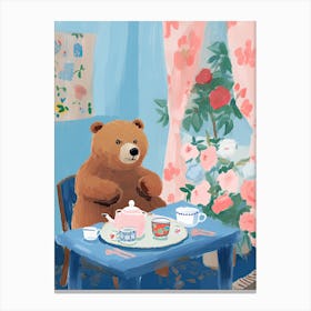 Animals Having Tea   Teddy Bear 1 Canvas Print