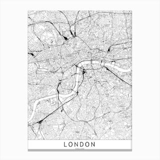 London White Map Canvas Print
