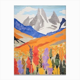 Mount Cook New Zealand 2 Colourful Mountain Illustration Canvas Print