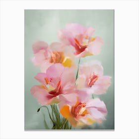 Orchids Flowers Acrylic Painting In Pastel Colours 3 Canvas Print