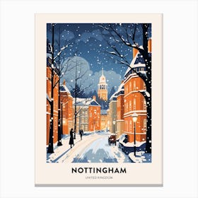 Winter Night  Travel Poster Nottingham United Kingdom 3 Canvas Print