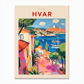 Hvar Croatia Fauvist Travel Poster Canvas Print