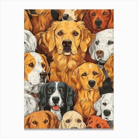 Perfectly Repeatable Artwork With Cute Dog Faces 26 Canvas Print