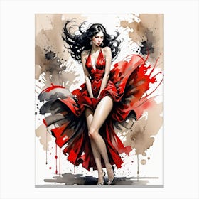 Woman In Red Dress Canvas Print