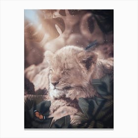 Baby Lion Sleeping In The Jungle Canvas Print