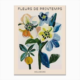 Spring Floral French Poster  Hellebore 3 Canvas Print