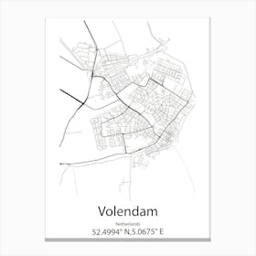 Volendam,Netherlands Minimalist Map Canvas Print