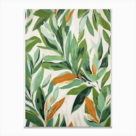 Tropical Plant Painting Green Leaves Canvas Print