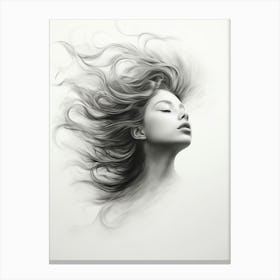 Wavy Hair Fine Line Face 2 Canvas Print