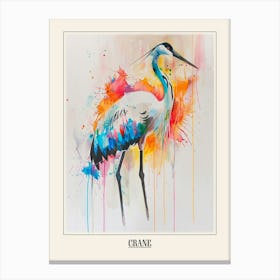 Crane Colourful Watercolour 2 Poster Canvas Print