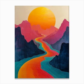 Sunset Over The River Canvas Print