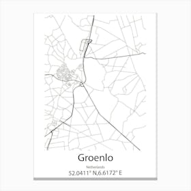 Groenlo,Netherlands Minimalist Map Canvas Print