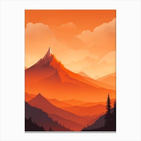 Misty Mountains Vertical Composition In Orange Tone 26 Canvas Print