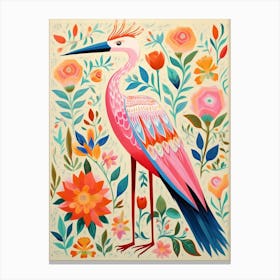 Pink Scandi Egret 3 Canvas Print