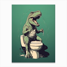 T-Rex On Toilet Canvas Print