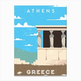 Athens, Greece — Retro travel minimalist poster Canvas Print
