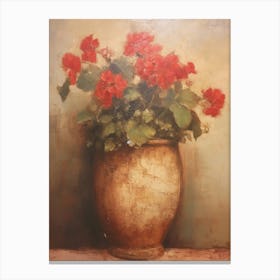 Geraniums In A Pot Canvas Print