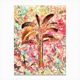 Impressionist Banana Tree Botanical Painting in Blush Pink and Gold Canvas Print