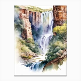 Blyde River Canyon Waterfalls, South Africa Water Colour  (3) Canvas Print