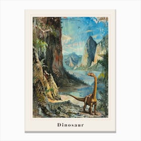 Dinosaur In A Rocky Landscape Painting 2 Poster Canvas Print