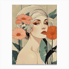 Girl With Flowers Canvas Print