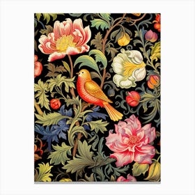 Floral Pattern With Birds And Flowers Canvas Print