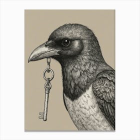 Crow With Key Canvas Print