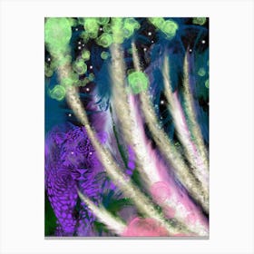 Mysterious Jungle Leopard – Glow-in-the-Dark Forest Scene Canvas Print