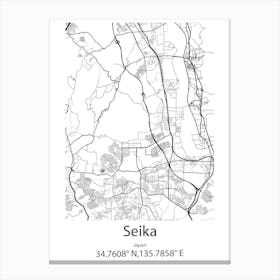 Seika,Japan Minimalist Map Canvas Print