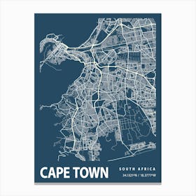 Cape Town Blueprint City Map 1 Canvas Print