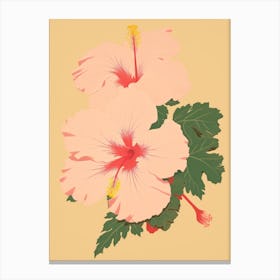 Hibiscus Flower Big Bold Illustration 1 Canvas Print