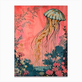 Floral Animal Painting Jellyfish 4 Canvas Print