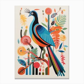 Colourful Scandi Bird Pheasant 5 Canvas Print
