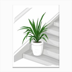 Potted Plant On The Stairs Canvas Print