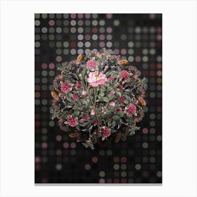 Vintage Anemone Flowered Sweetbriar Rose Flower Wreath on Dot Bokeh Pattern n.0707 Canvas Print