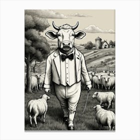 Cow In A Suit Canvas Print