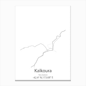 Kaikoura,New Zealand Minimalist Map Canvas Print