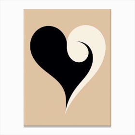 Gold Cream Black Heart 5 Canvas Print
