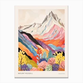 Mount Russell United States 2 Colourful Mountain Illustration Poster Canvas Print
