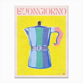 Retro Italian Coffee Maker - Buongiorno Canvas Print