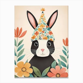 Floral Cute Baby Rabbit Bunny Nursery (16) Canvas Print