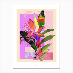 Heliconia 3 Neon Flower Collage Poster Canvas Print