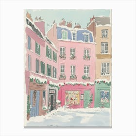 Christmas In Paris. Watercolor Retro Canvas Print