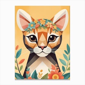 Floral Cute Baby Puma Nursery Illustration (18) Canvas Print