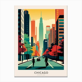 Magnificent Mile 2 Chicago Colourful Travel Poster Canvas Print