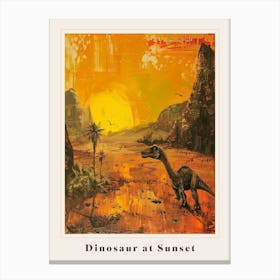 Dinosaur At Sunset Painting Poster Canvas Print