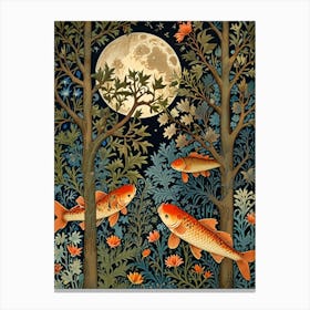 William Morris Koi Fish In The Moonlight Canvas Print